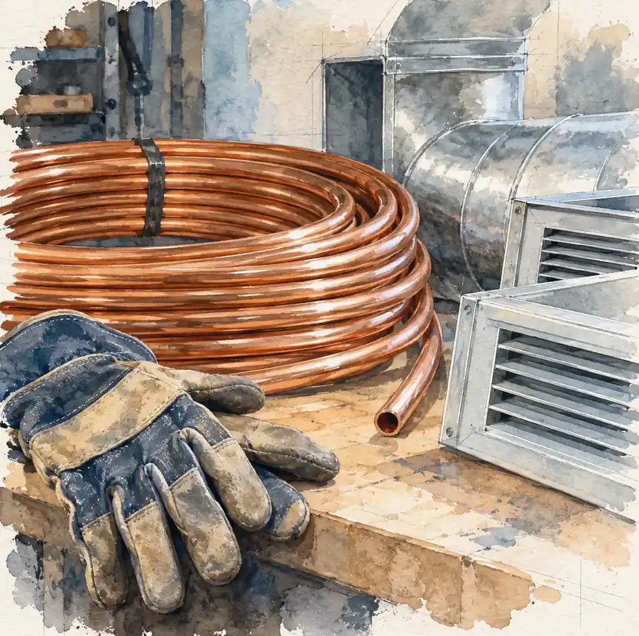 Illustration of hvac businesses equipment and workspace