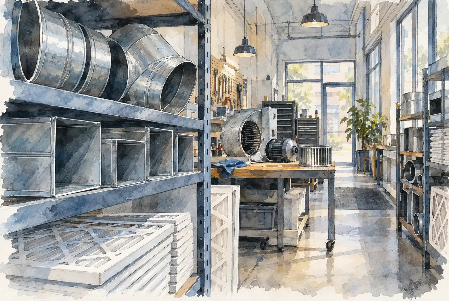 Illustration of hvac businesses and their working space