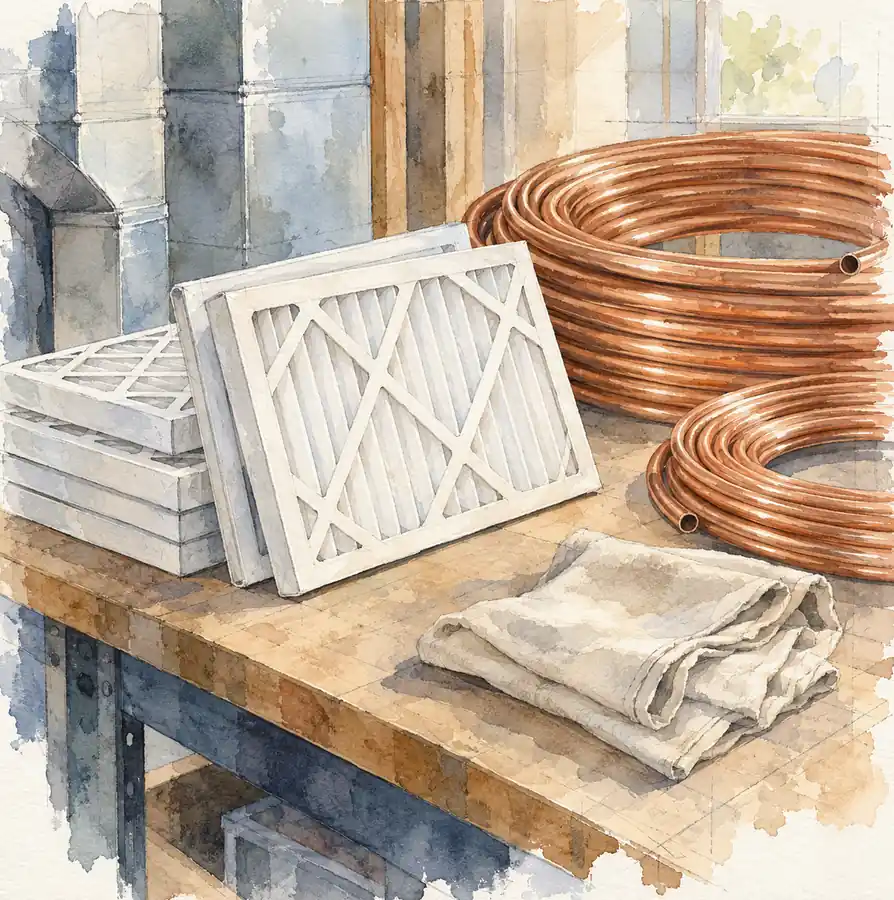Illustration of hvac businesses equipment and workspace